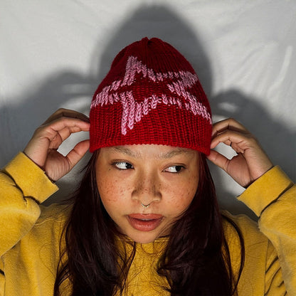 Red and Pink Star Beanie