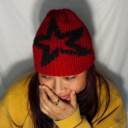 Red and Black Star Beanie