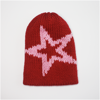 Red and Pink Star Beanie