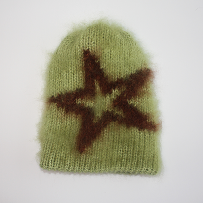 Green and Brown Star Beanie