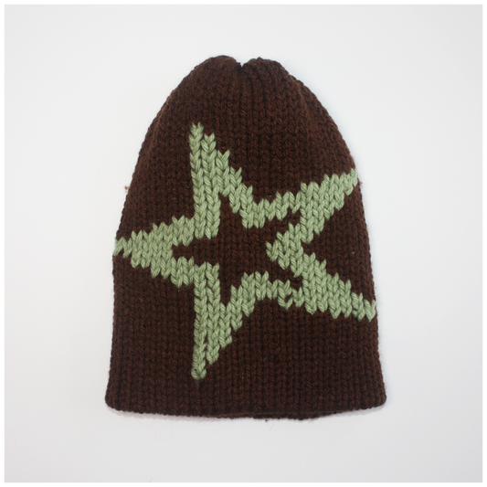 Brown and Green Star Beanie