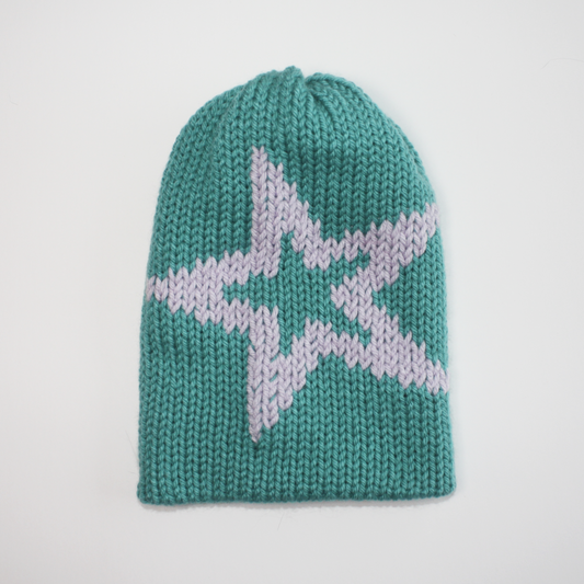 Teal and Lavender Star Beanie