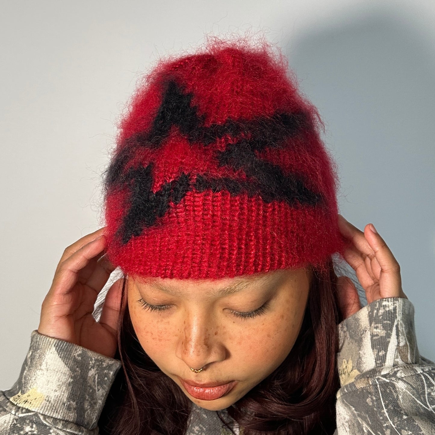 Red and Black Star Beanie