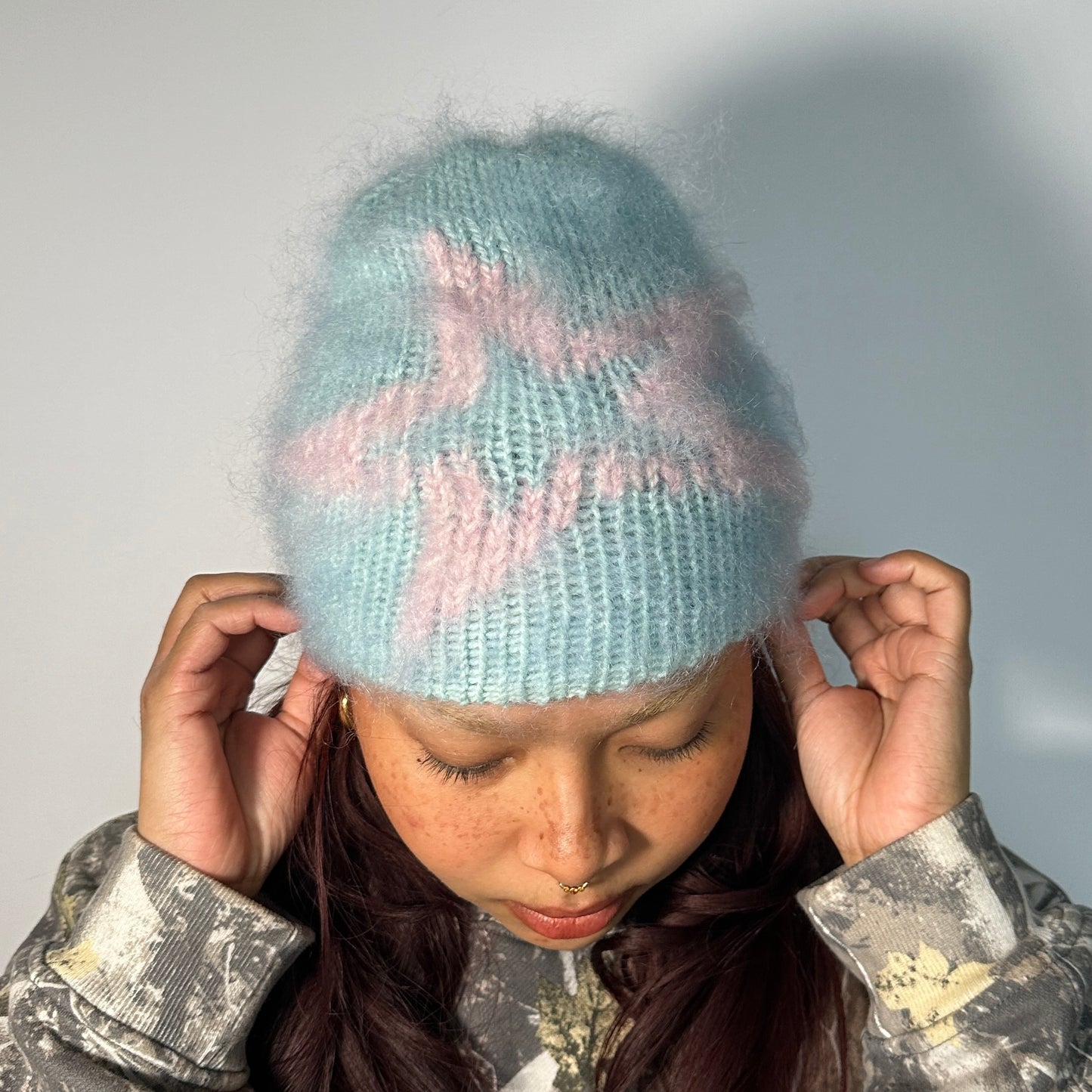 Blue and Pink Star Beanie